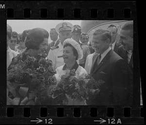 Lady Bird Johnson, Jennie Volpe, and Gov. John Volpe at Logan Airport