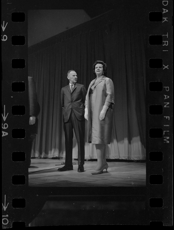 John Hicks and Louise Day Hicks at reception for her at Sheraton Boston