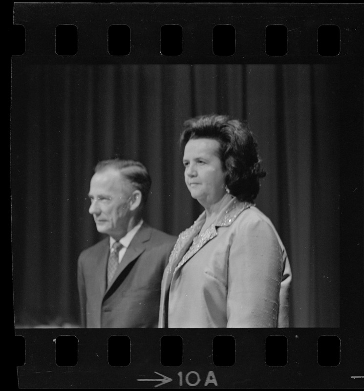 John Hicks and Louise Day Hicks at reception for her at Sheraton Boston