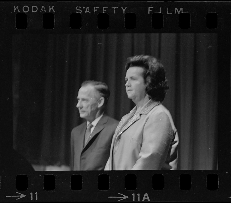 John Hicks and Louise Day Hicks at reception for her at Sheraton Boston