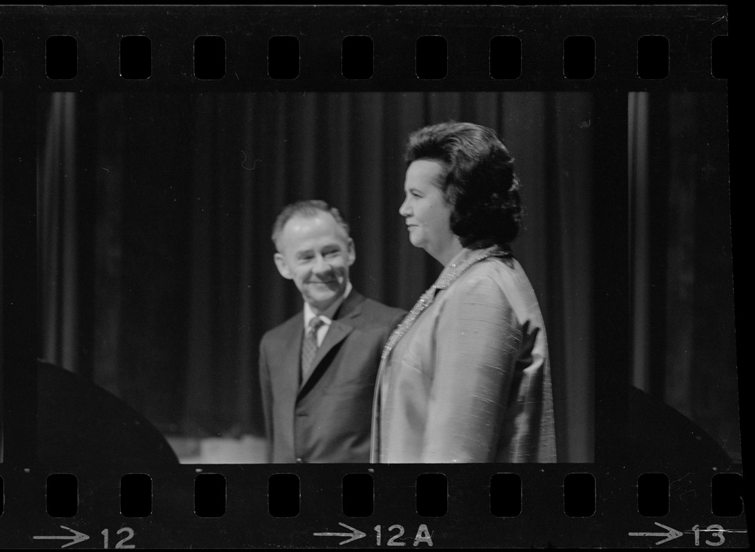 John Hicks and Louise Day Hicks at reception for her at Sheraton Boston