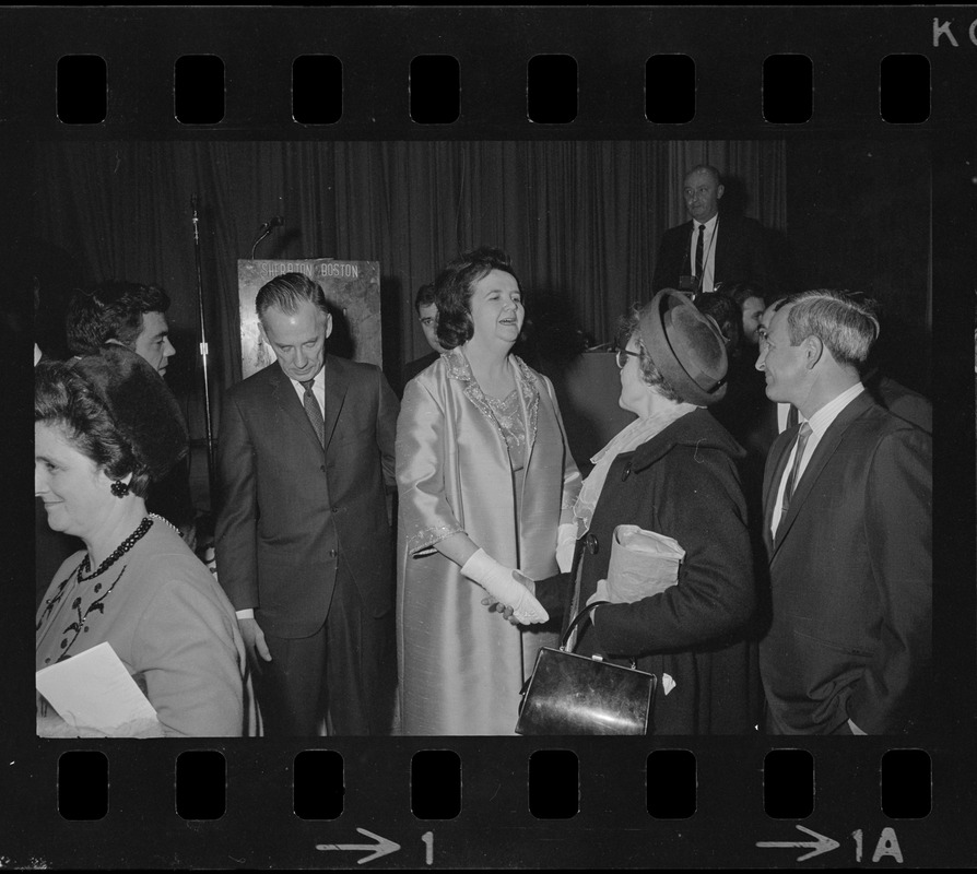 John Hicks and Louise Day Hicks at reception for her at Sheraton Boston