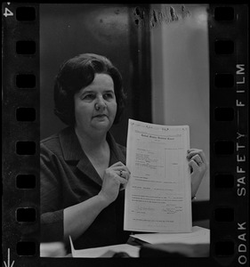 Louise Day Hicks with federal subpoena served to Boston School Committee members