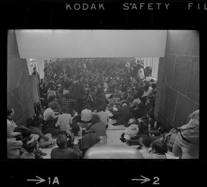 Supporters of occupation of Ford Hall by Black students in administration building at Brandeis University