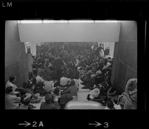 Supporters of occupation of Ford Hall by Black students in administration building at Brandeis University