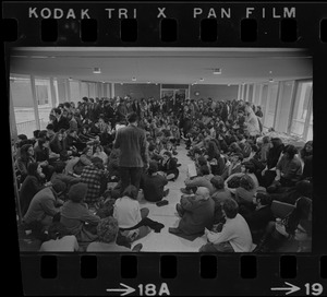 Supporters of occupation of Ford Hall by Black students in administration building at Brandeis University