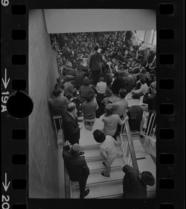 Supporters of occupation of Ford Hall by Black students in administration building at Brandeis University