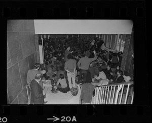 Supporters of occupation of Ford Hall by Black students in administration building at Brandeis University