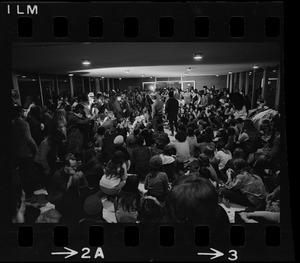 Supporters of occupation of Ford Hall by Black students in administration building at Brandeis University