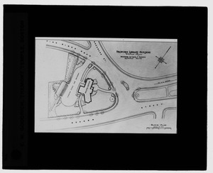 Waban historical collection, lantern slides - Proposed Library Building: Block and Plan - -