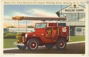 Modern fire truck minimizes fire hazard, Wheeling Downs, Wheeling, W. Va.