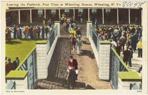 Leaving the paddock, post time at Wheeling Downs, Wheeling, W. Va.