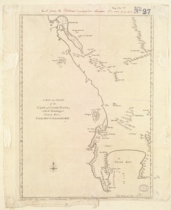 A Map and chart of the Cape of Good Hope, with the soundings in Table Bay, False Bay and Saldanha Bay