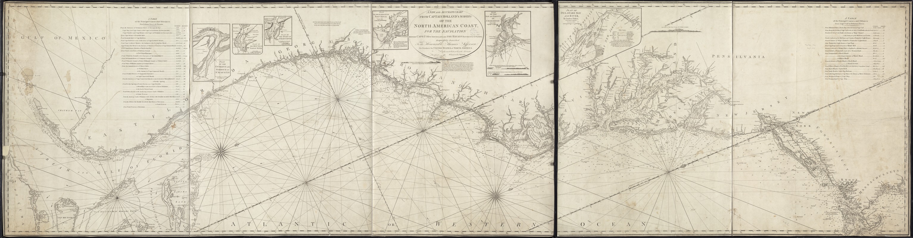 A new and accurate chart (from Captain Holland's surveys) of the North American coast, for the navigation between Cape Cod in New England, and the Havanna in the Gulf of Florida