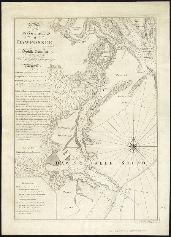 A plan of the river and sound of D'Awfoskee in South Carolina