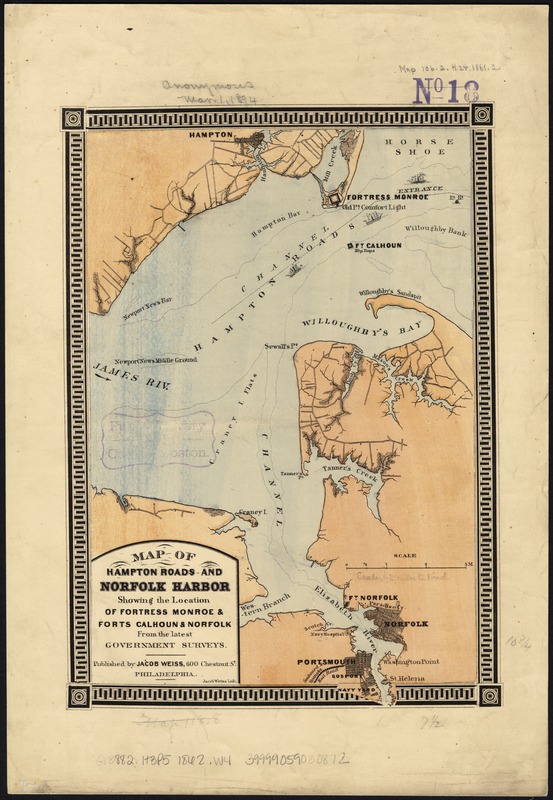 Map of Hampton Roads and Norfolk Harbor