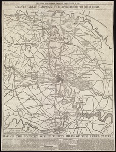 Map of the country within thirty miles of the rebel capital / G. Woolworth Colton, N.Y