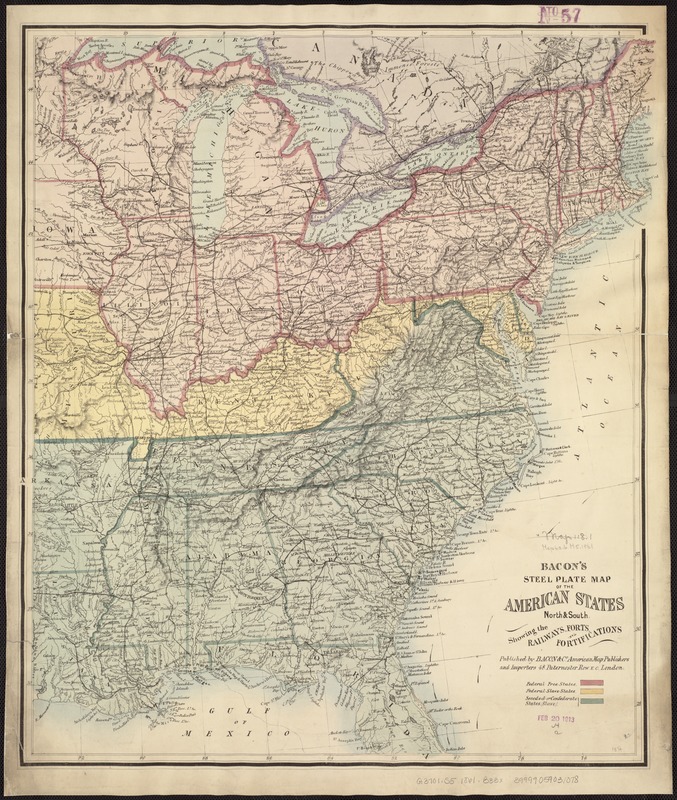Bacon's steel plate map of the American states north & south