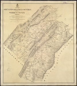 Map of Shenandoah & Page counties and part of Warren County, Virginia