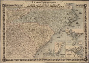 J.H. Colton's topographical map of North and South Carolina