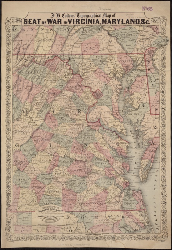 J.H. Colton's Topographical map of seat of war in Virginia, Maryland, &c