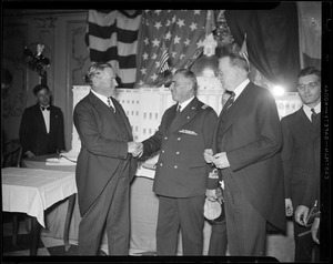 Gov. James M. Curley, Capt. Attilio Frugone (SS Roma), Mayor Fred W. Mansfield