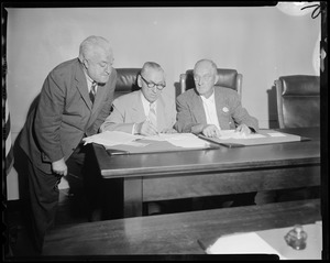 On job as Labor Relations Committee with Exec. Sec. Harold Burke and chairman Harry P. Grages