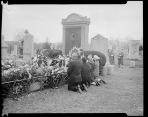Visitors at Curley's grave