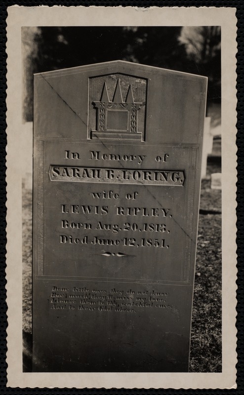 Sarah B. Loring gravestone, Old Burying Ground