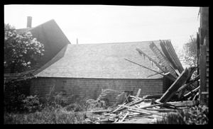 The 1714 Schoolhouse, 1 Summer Street, rear view, with debris from the demolition of the Foster-Drew-Glover house