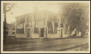 Joseph Holmes House, 232 Main Street, with flags and bunting