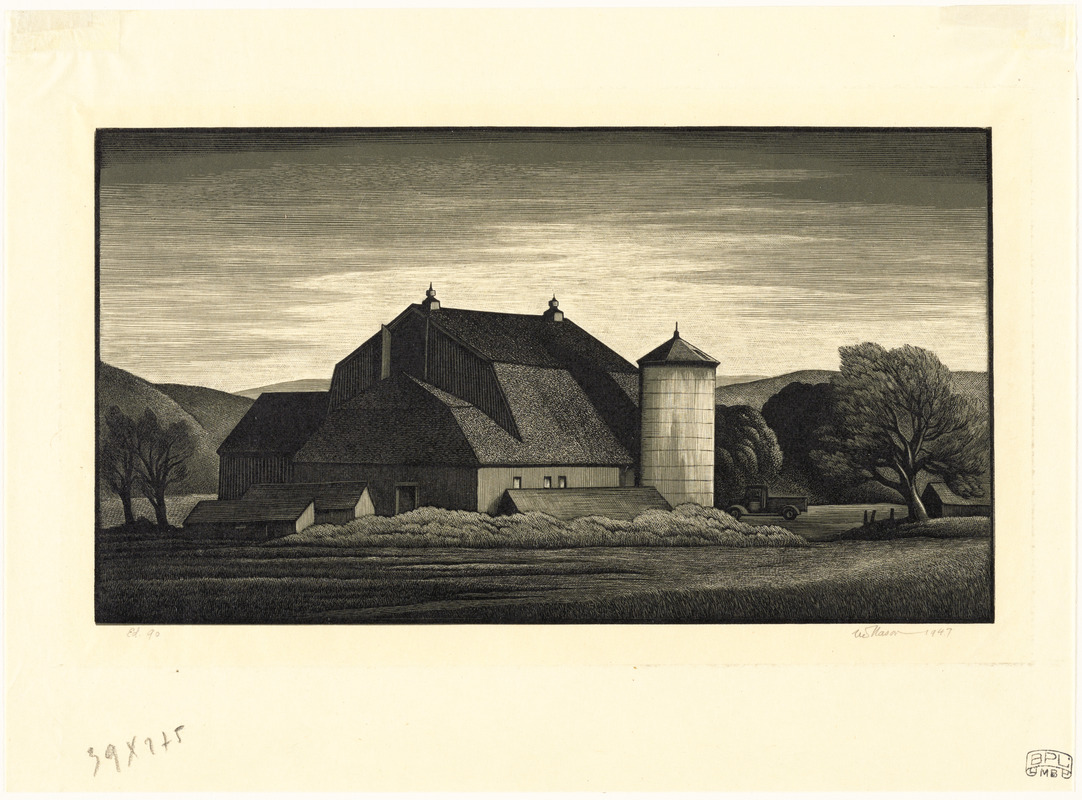 The gambrel-roofed barn