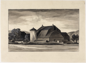 The gambrel-roofed barn