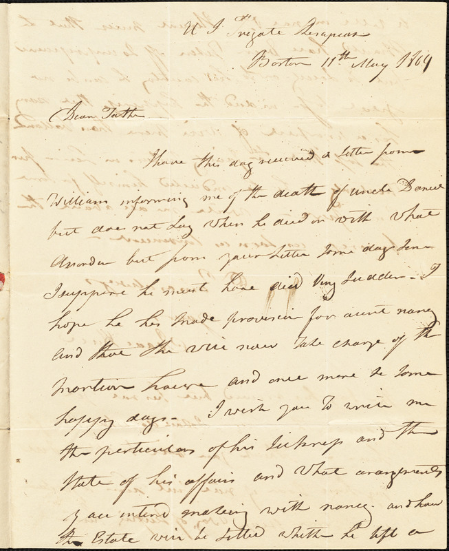 Isaac Hull to Joseph Hull, U.S. Frigate Chesapeake, Boston, May 11, 1809