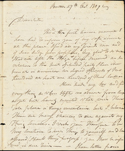 Isaac Hull to Mary Wheeler, Boston, October 27, 1809