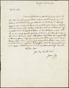James Jay to Isaac Hull, New York, September 12, 1812