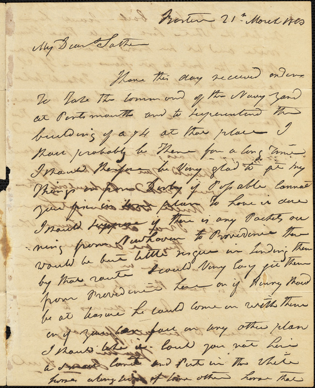 Isaac Hull to Joseph Hull, Boston, March 21, 1813