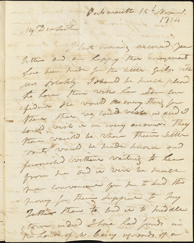Isaac Hull to Mary Wheeler Hull, Portsmouth, November 15, 1814