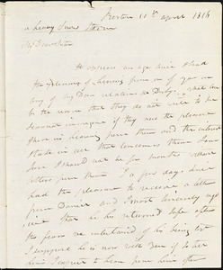 Isaac Hull to Mary Wheeler Hull, Boston, April 10, 1816