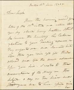 Isaac Hull to Joseph B. Hull, Boston, June 16, 1821