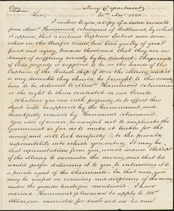 Samuel L. Southard to Isaac Hull, Washington, Nov. 30, 1825