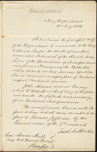 Samuel L. Southard to Isaac Hull, Washington, DC, July 10, 1826