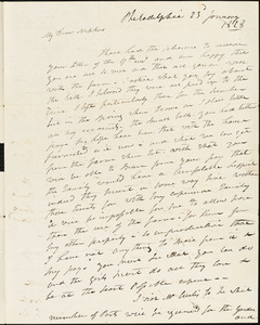 Isaac Hull to Joseph B. Hull, Philadelphia. January 23, 1828
