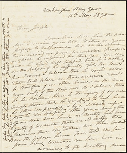 Isaac Hull to Joseph B. Hull, Washington, May 10, 1830