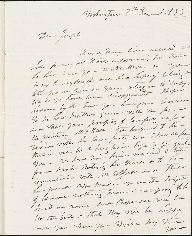 Isaac Hull to Joseph B. Hull, Washington, December 8, 1833 - Digital ...