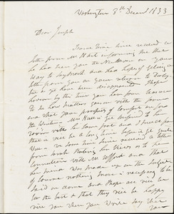 Isaac Hull to Joseph B. Hull, Washington, December 8, 1833