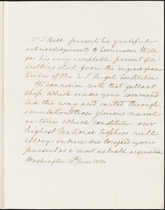 S. Bell to Isaac Hull, Washington, June 14, 1834