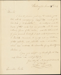 Levi Lincoln to Isaac Hull, Washington, June 21, 1834