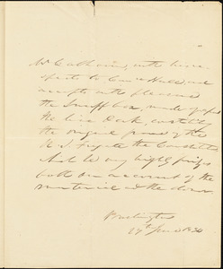 John C. Calhoun to Isaac Hull, Washington, June 27, 1834