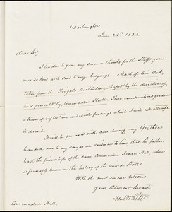 H.S. White to Isaac Hull, Washington, June 28, 1834